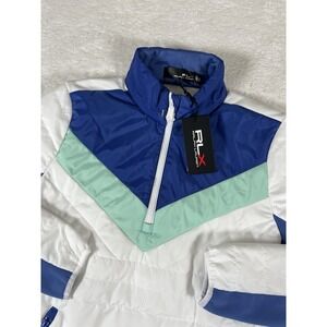 RLX Golf Ralph Lauren White Blue Half‎ Zip Quilted Hybrid Jacket Women's S NWT